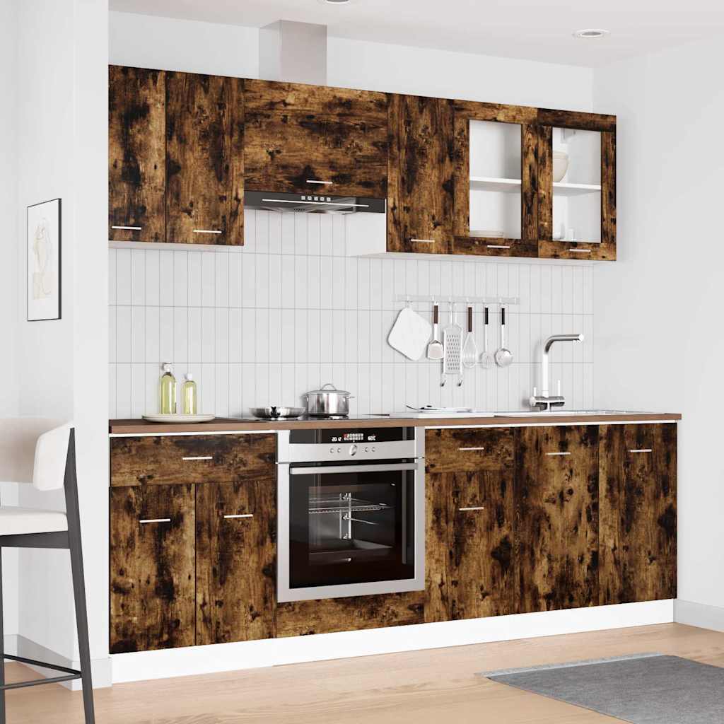 Küchenschrank-Set mit Tür Lyon 8 pcs Räuchereiche Holzwerkstoff
