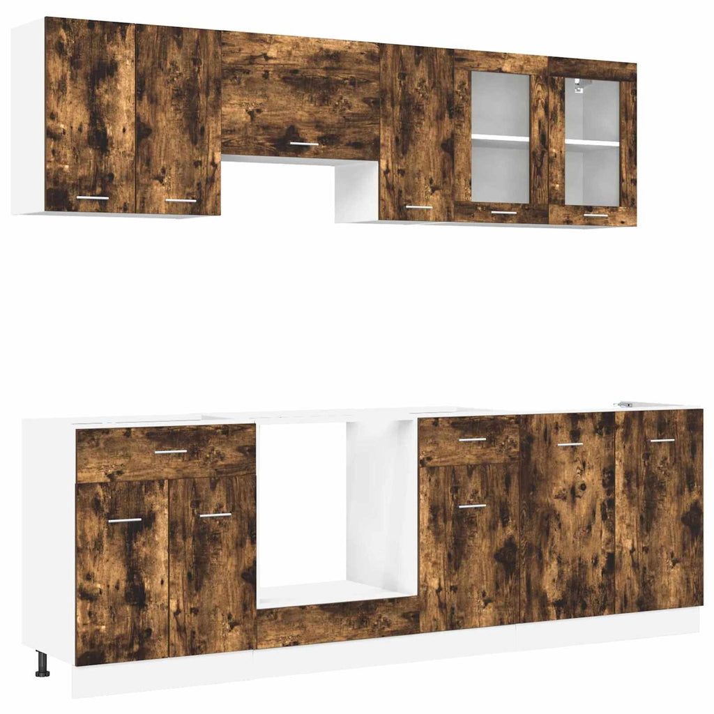 Küchenschrank-Set mit Tür Lyon 8 pcs Räuchereiche Holzwerkstoff
