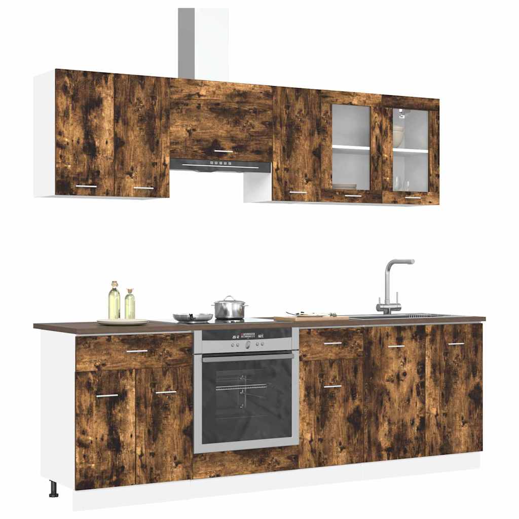 Küchenschrank-Set mit Tür Lyon 8 pcs Räuchereiche Holzwerkstoff