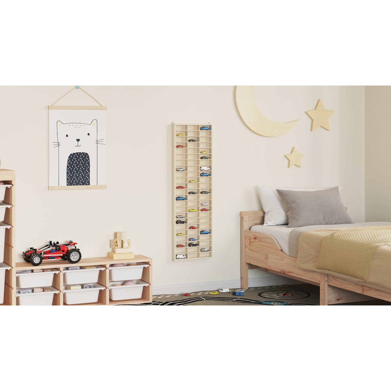Wanddisplay-Case mit Regal Beige 30 x 4,5 x 96 cm Holzwerkstoff