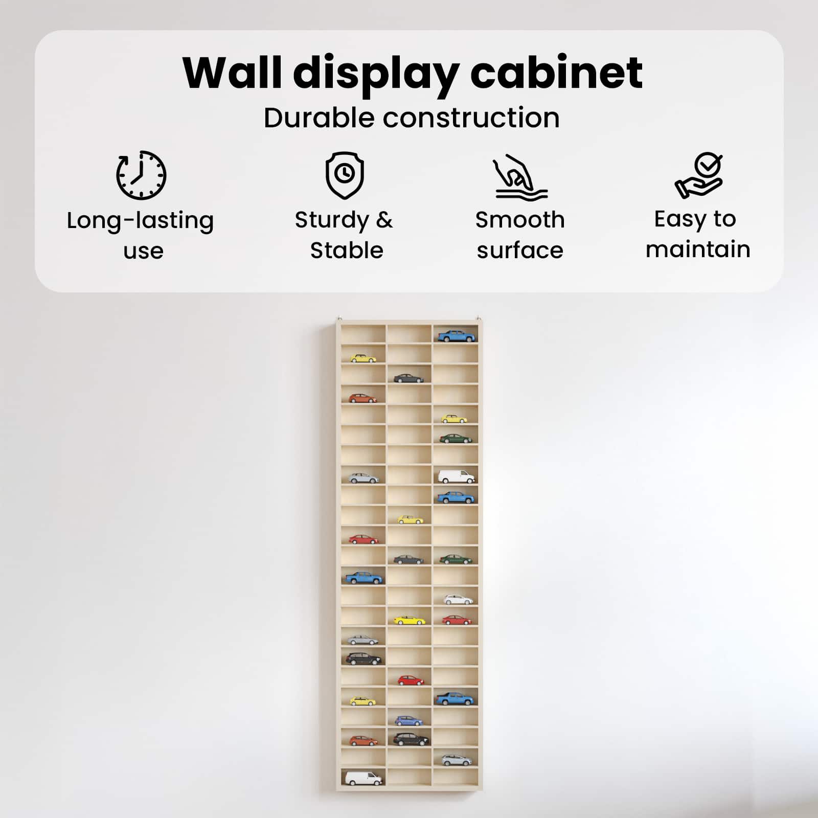 Wanddisplay-Case mit Regal Beige 30 x 4,5 x 96 cm Holzwerkstoff