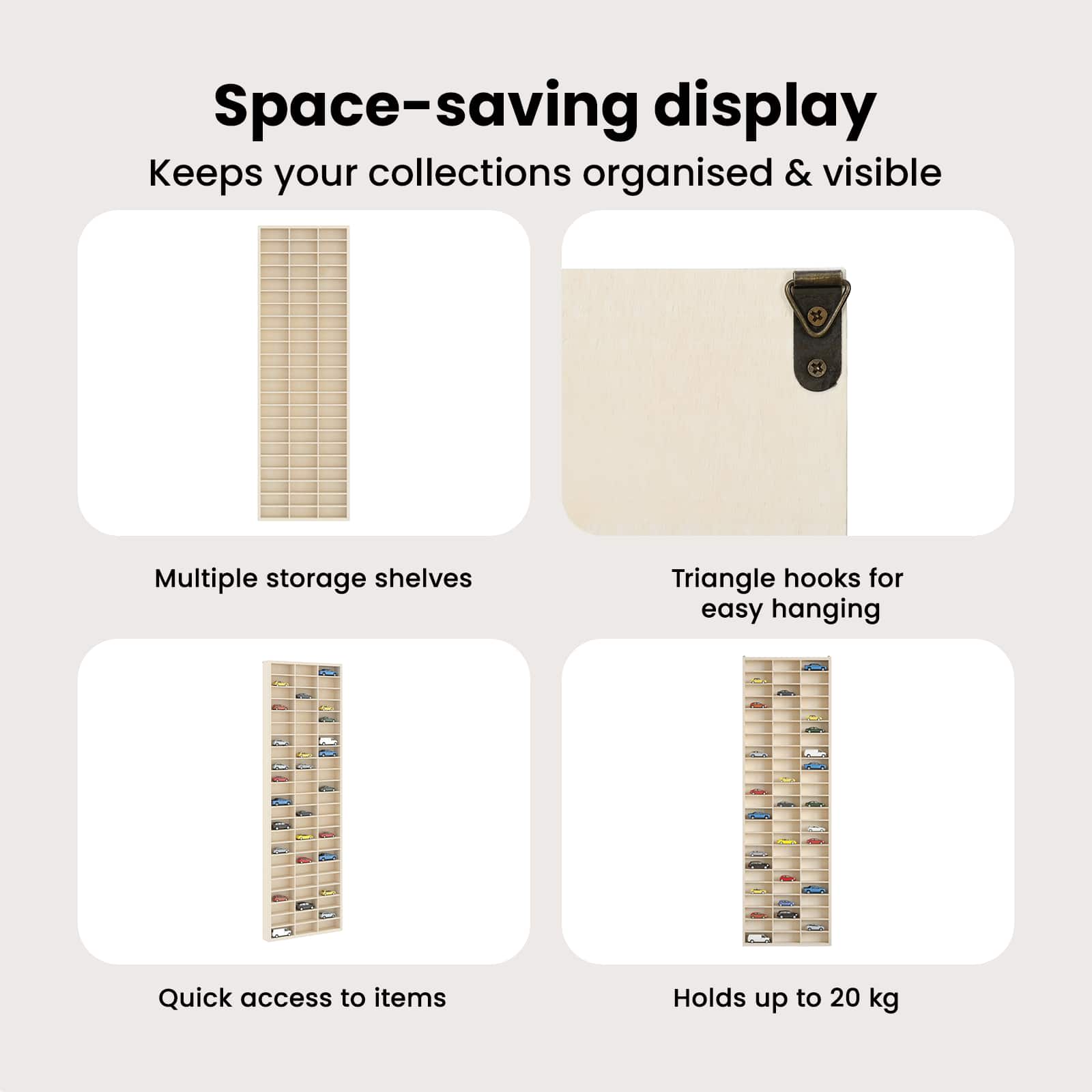 Wanddisplay-Case mit Regal Beige 30 x 4,5 x 96 cm Holzwerkstoff