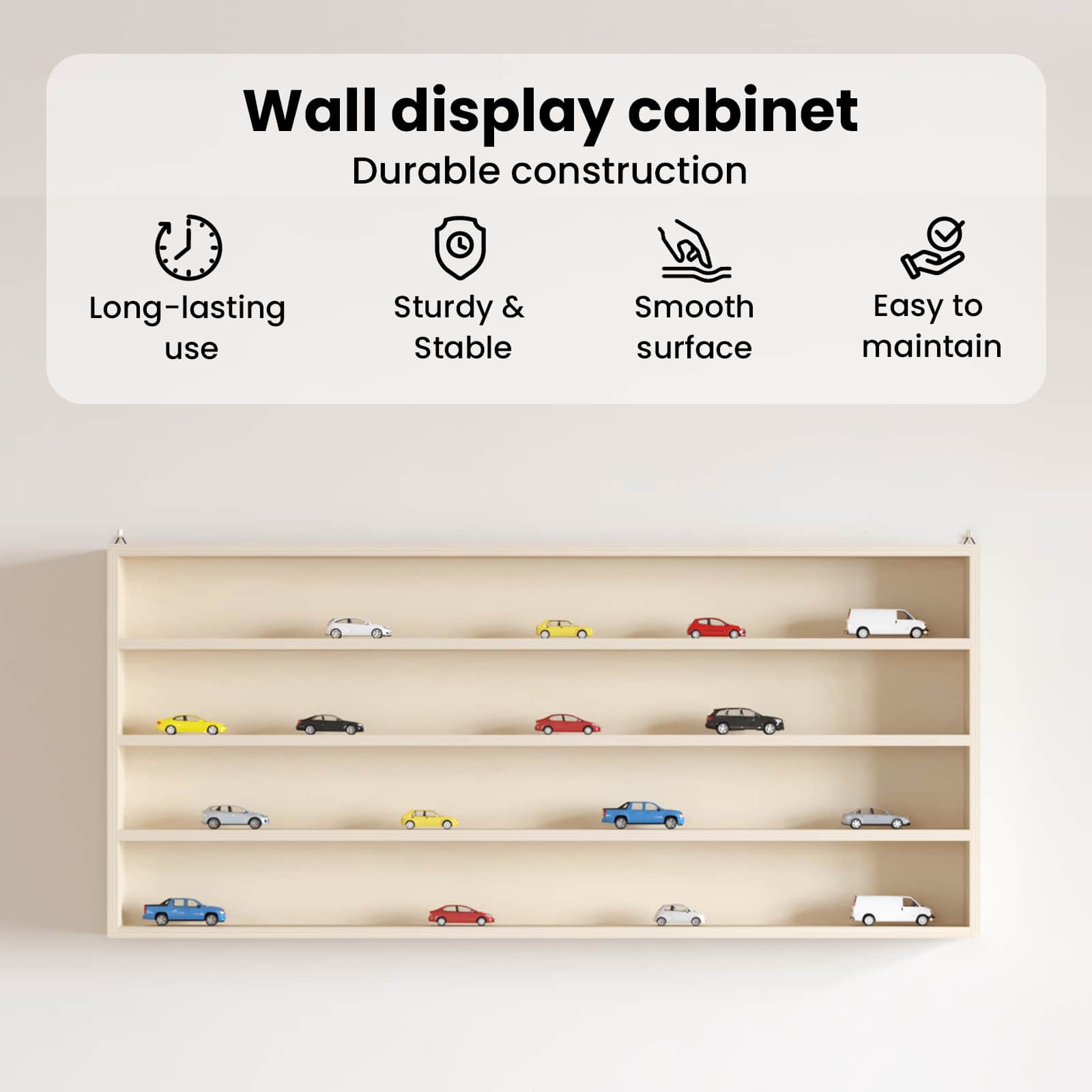 Wanddisplay-Case mit Regal Beige 80 x 8,5 x 36 cm Holzwerkstoff