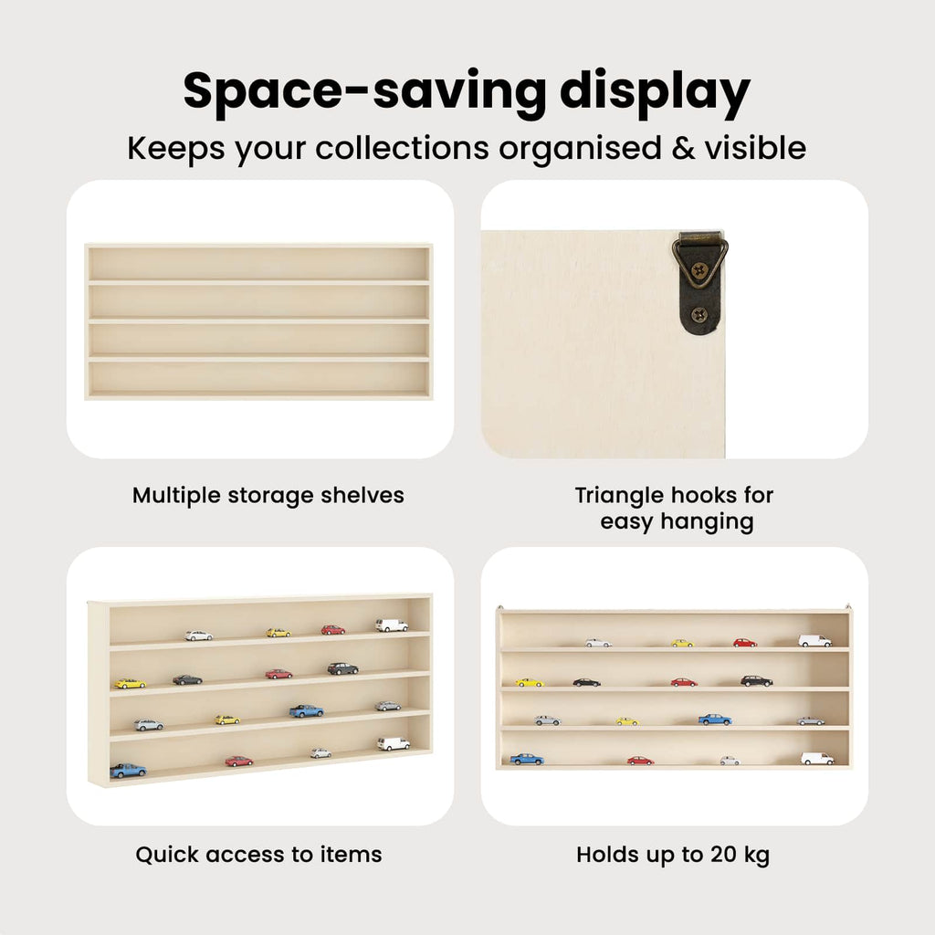 Wanddisplay-Case mit Regal Beige 80 x 8,5 x 36 cm Holzwerkstoff
