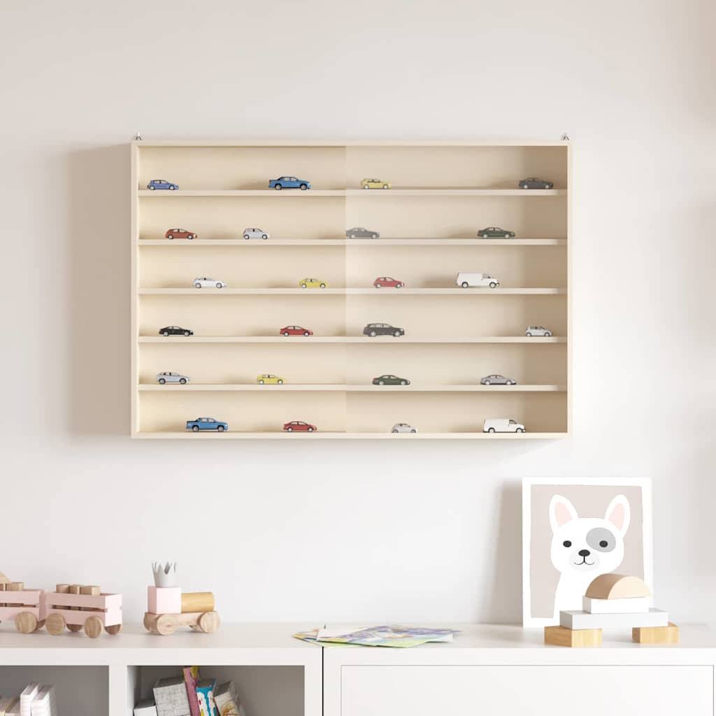 Wanddisplay-Case mit Regal Beige 80 x 8,5 x 54 cm Sperrholz