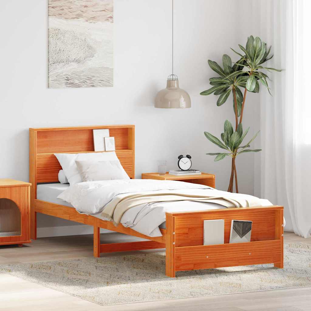 Bettrahmen mit Kopfteil Wachsbraun 80 x 200 cm Holzwerkstoff