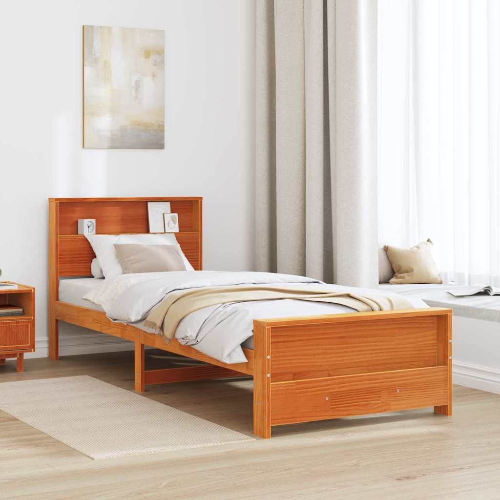 Bettrahmen mit Kopfteil Wachsbraun 80 x 200 cm Holzwerkstoff