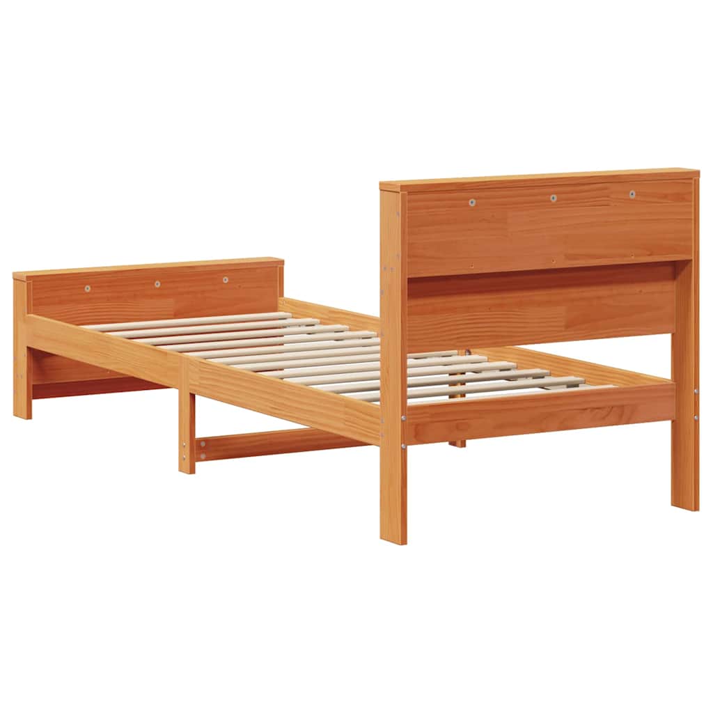 Bettrahmen mit Kopfteil Wachsbraun 90 x 190 cm Holzwerkstoff
