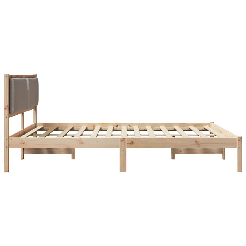 Bettrahmen mit Kopfteil Taupe 180 x 200 cm Massives Kiefernholz