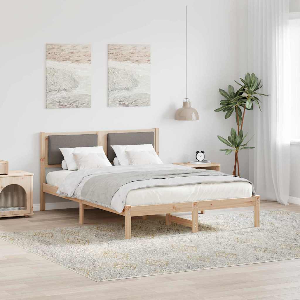 Bettrahmen mit Kopfteil Taupe 150 x 200 cm Massives Kiefernholz