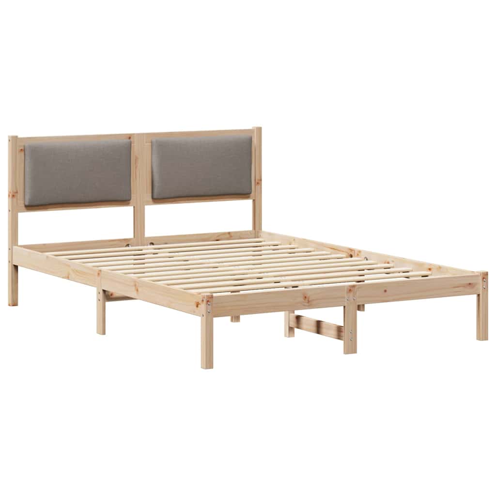 Bettrahmen mit Kopfteil Taupe 150 x 200 cm Massives Kiefernholz