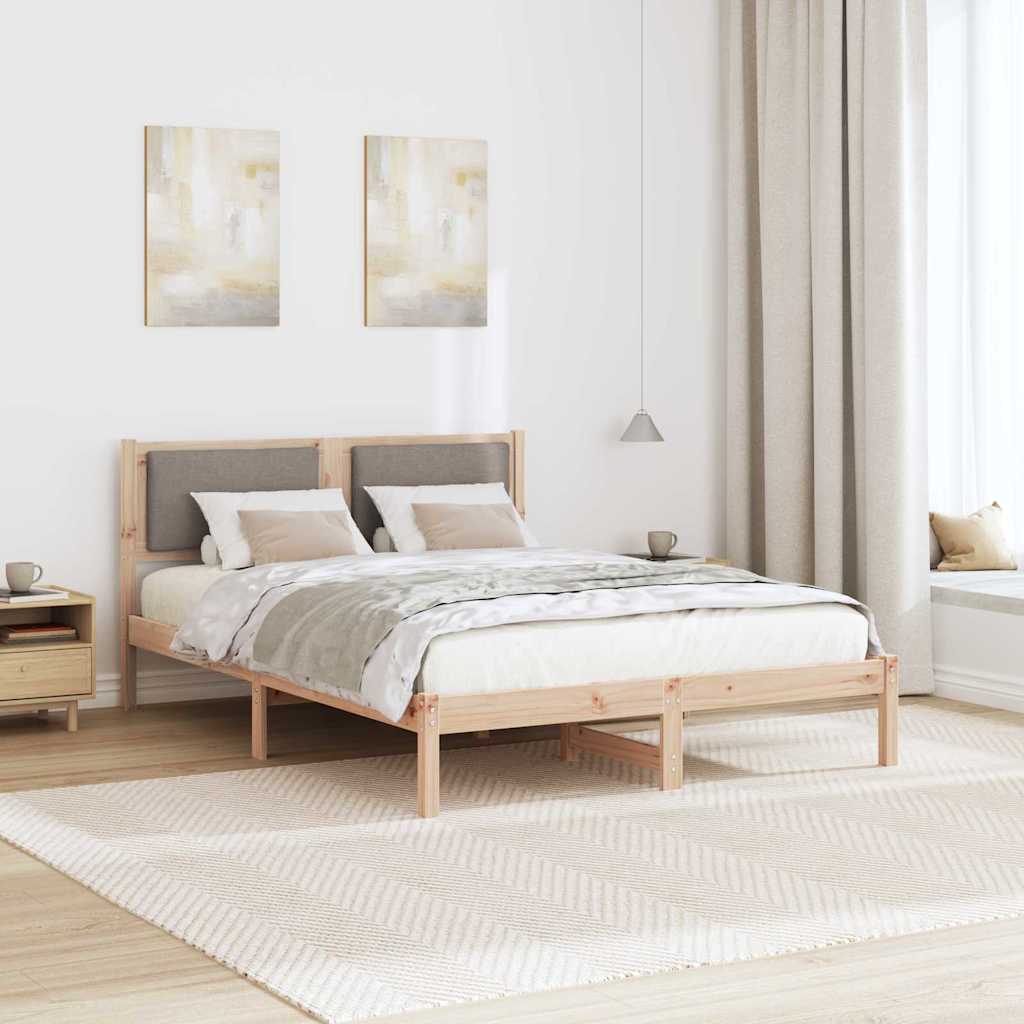 Bettrahmen mit Kopfteil Taupe 140 x 200 cm Massives Kiefernholz