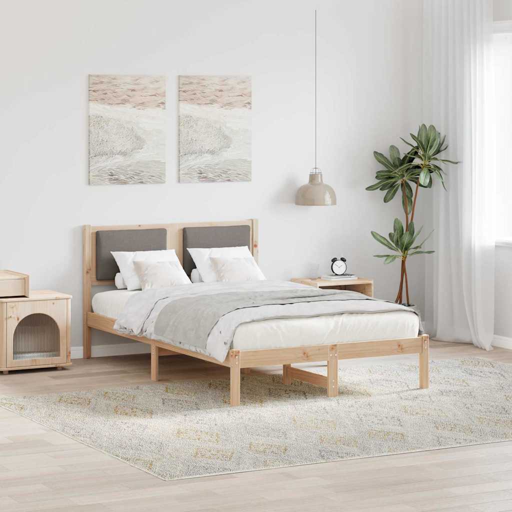 Bettrahmen mit Kopfteil Taupe 120 x 200 cm Massives Kiefernholz
