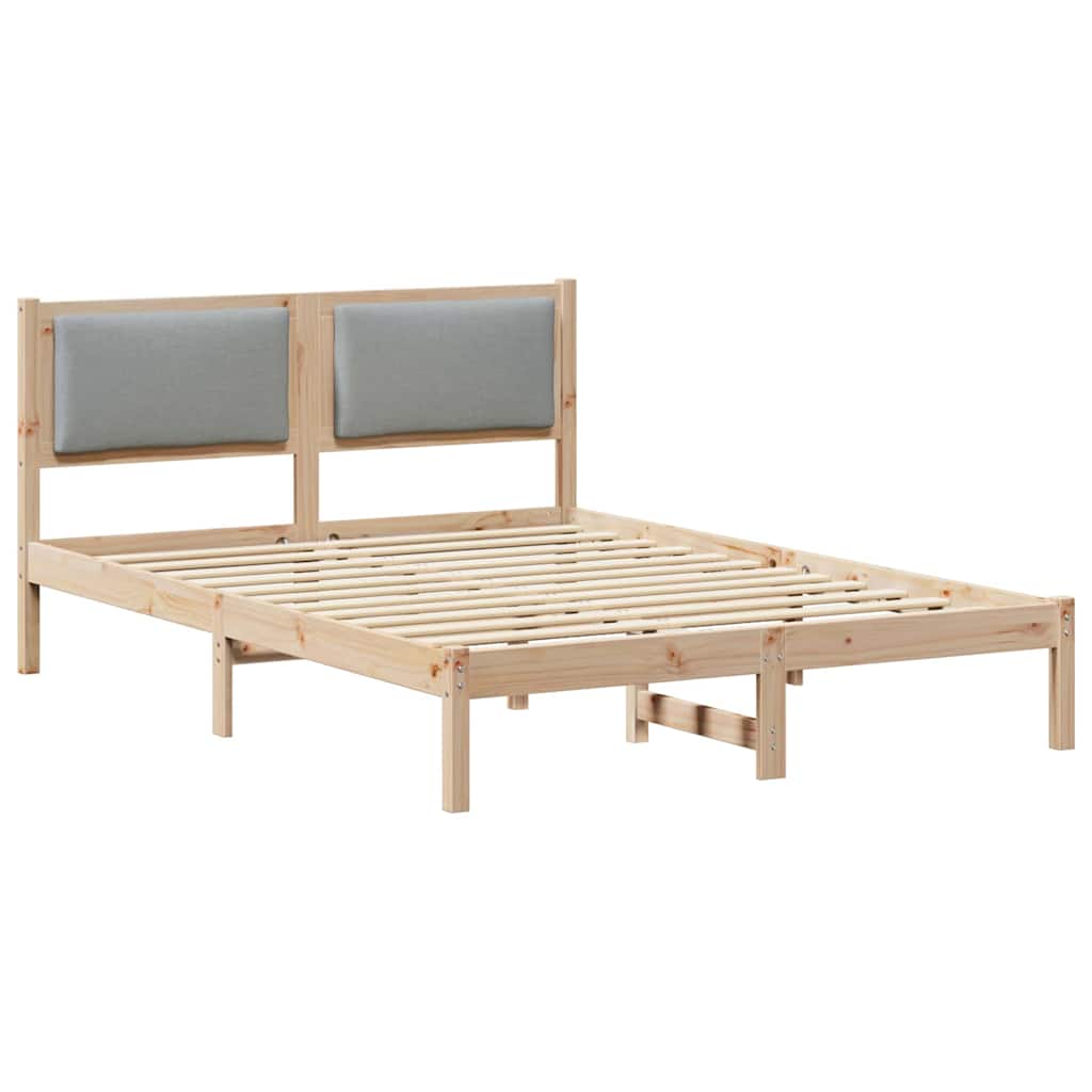 Bettrahmen Hellgrau 140 x 190 cm Massives Kiefernholz