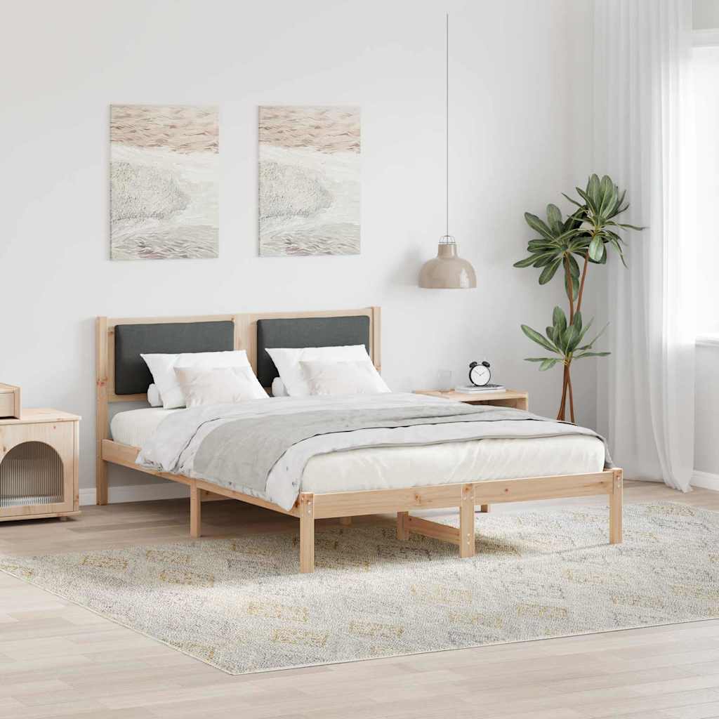 Bettrahmen Dunkelgrau 140 x 190 cm Massives Kiefernholz