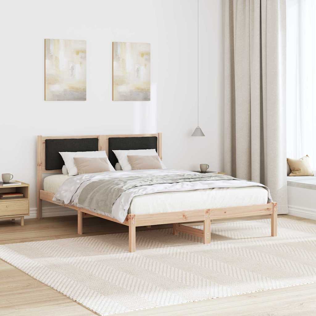 Bettrahmen Schwarz 140 x 190 cm Massives Kiefernholz