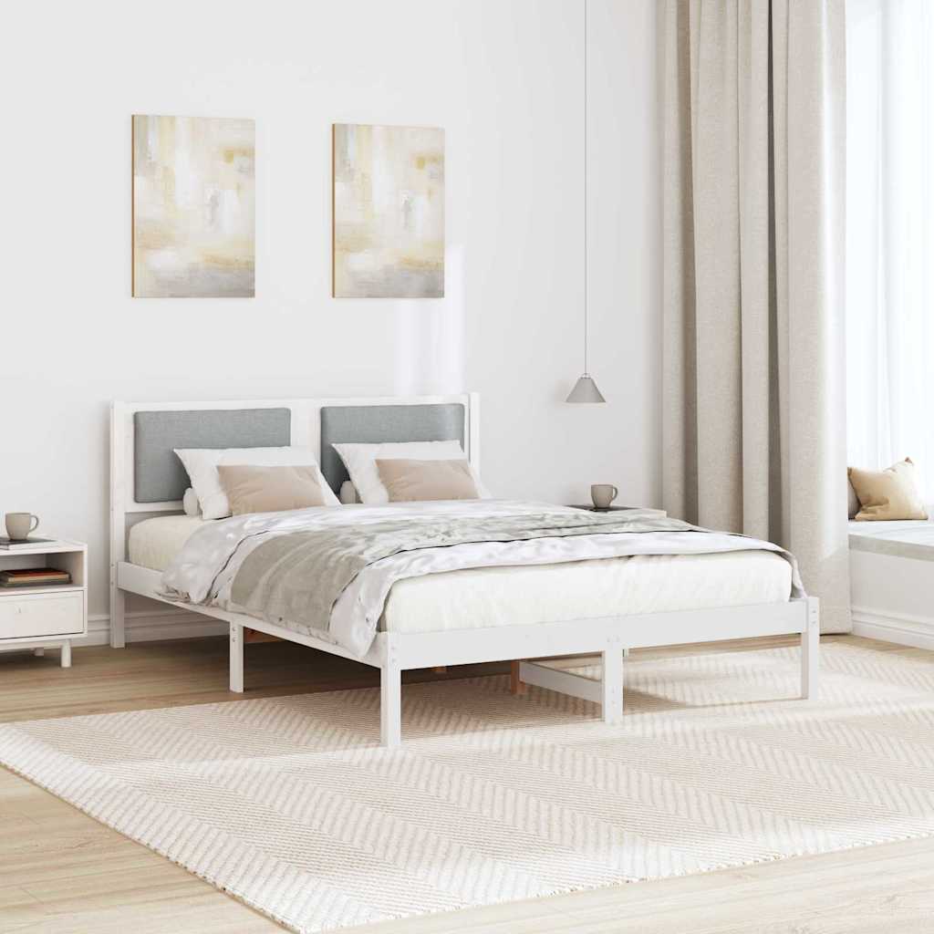 Bettrahmen Hellgrau 140 x 190 cm Massives Kiefernholz