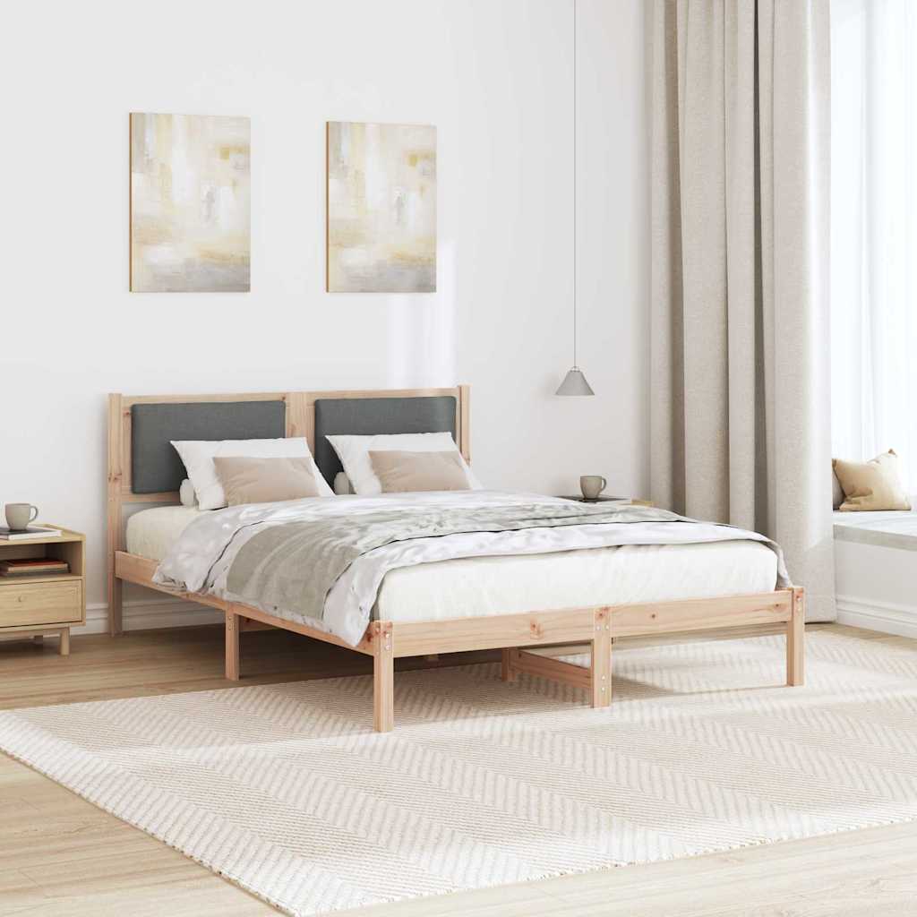 Bettrahmen Dunkelgrau 135 x 190 cm Massives Kiefernholz