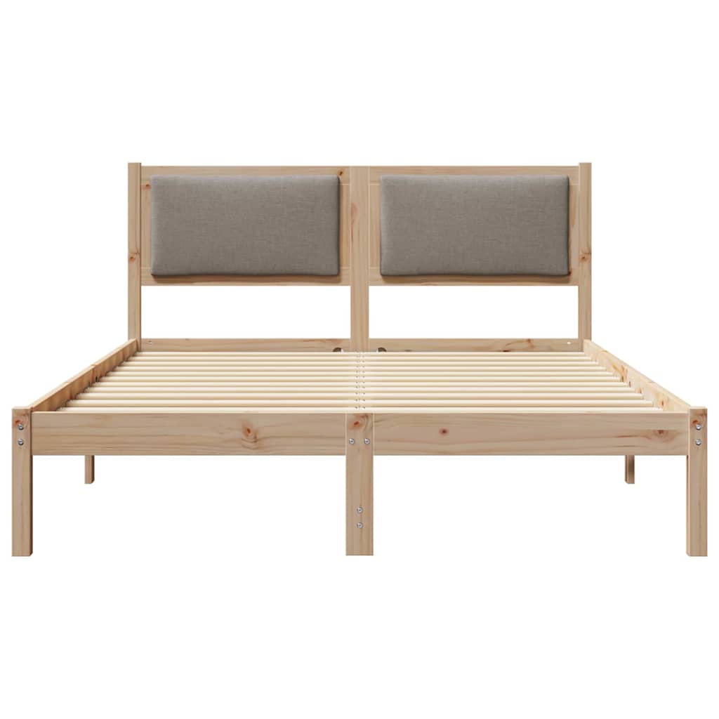Bettrahmen mit Kopfteil Taupe 135 x 190 cm Massives Kiefernholz