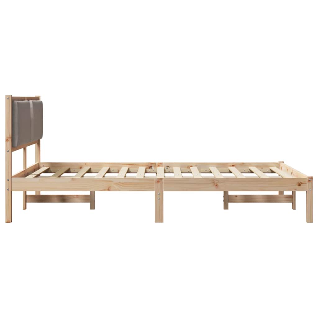 Bettrahmen mit Kopfteil Taupe 135 x 190 cm Massives Kiefernholz