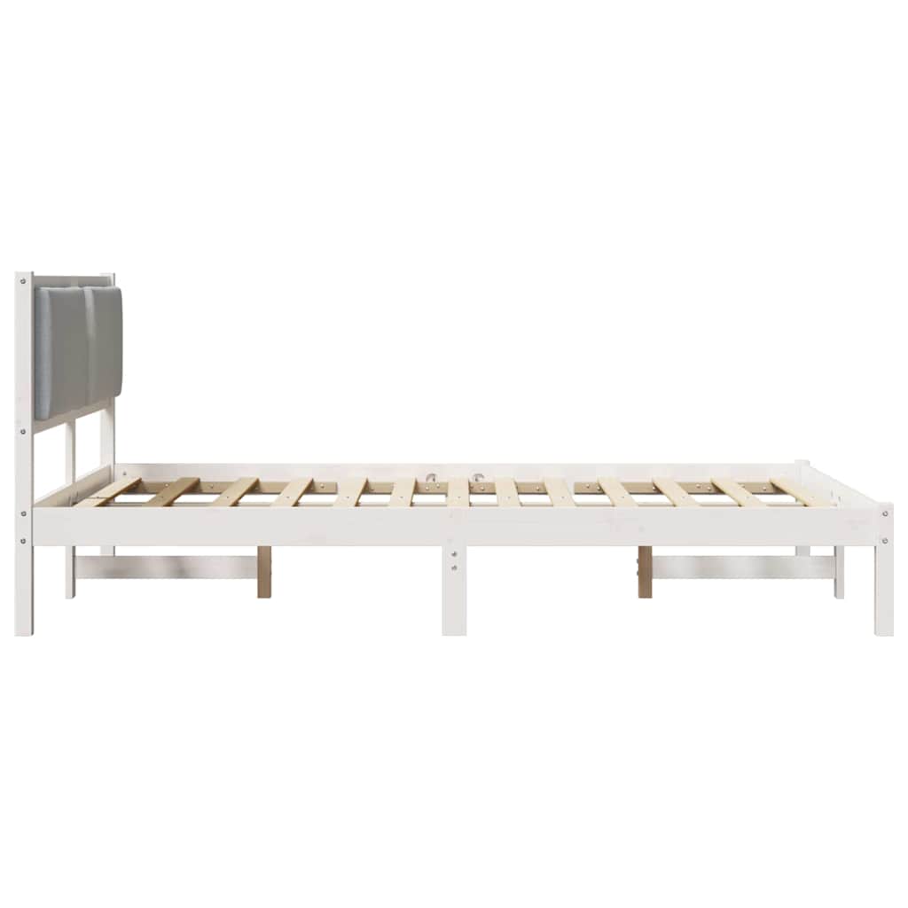 Bettrahmen Hellgrau 135 x 190 cm Massives Kiefernholz