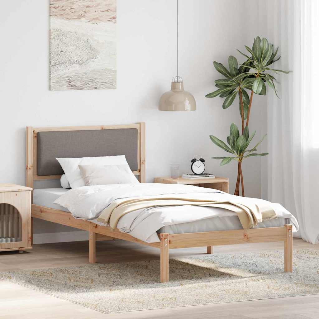 Bettrahmen mit Kopfteil Taupe 100 x 200 cm Massives Kiefernholz