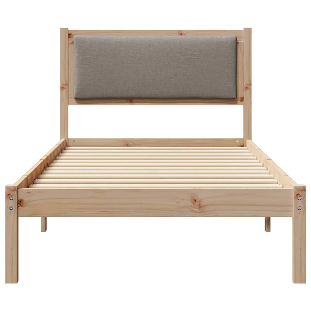 Bettrahmen mit Kopfteil Taupe 100 x 200 cm Massives Kiefernholz