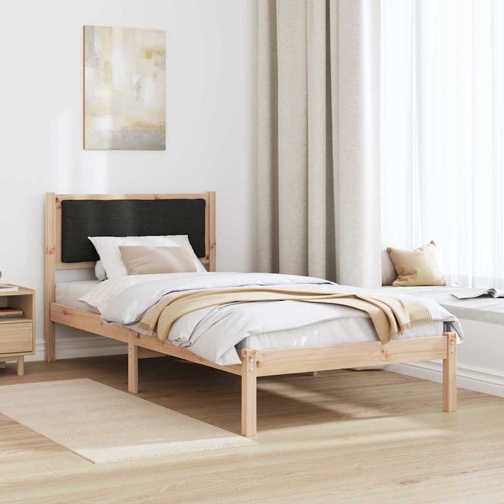 Bettrahmen Schwarz 90 x 190 cm Massives Kiefernholz