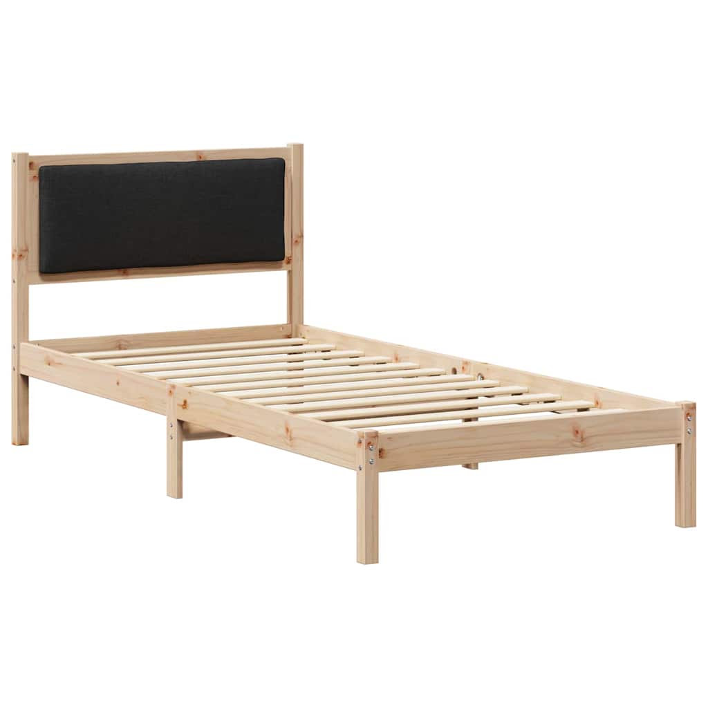 Bettrahmen Schwarz 90 x 190 cm Massives Kiefernholz