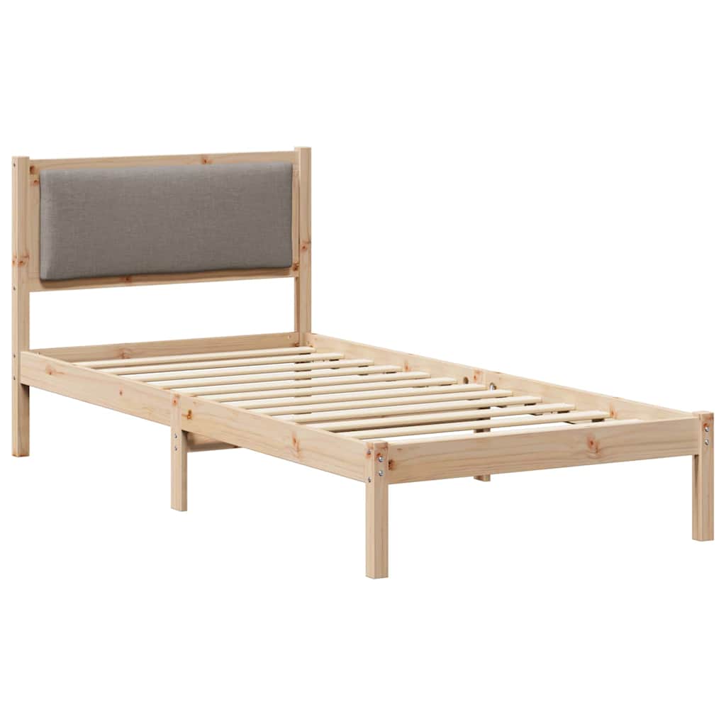 Bettrahmen mit Kopfteil Taupe 90 x 190 cm Massives Kiefernholz