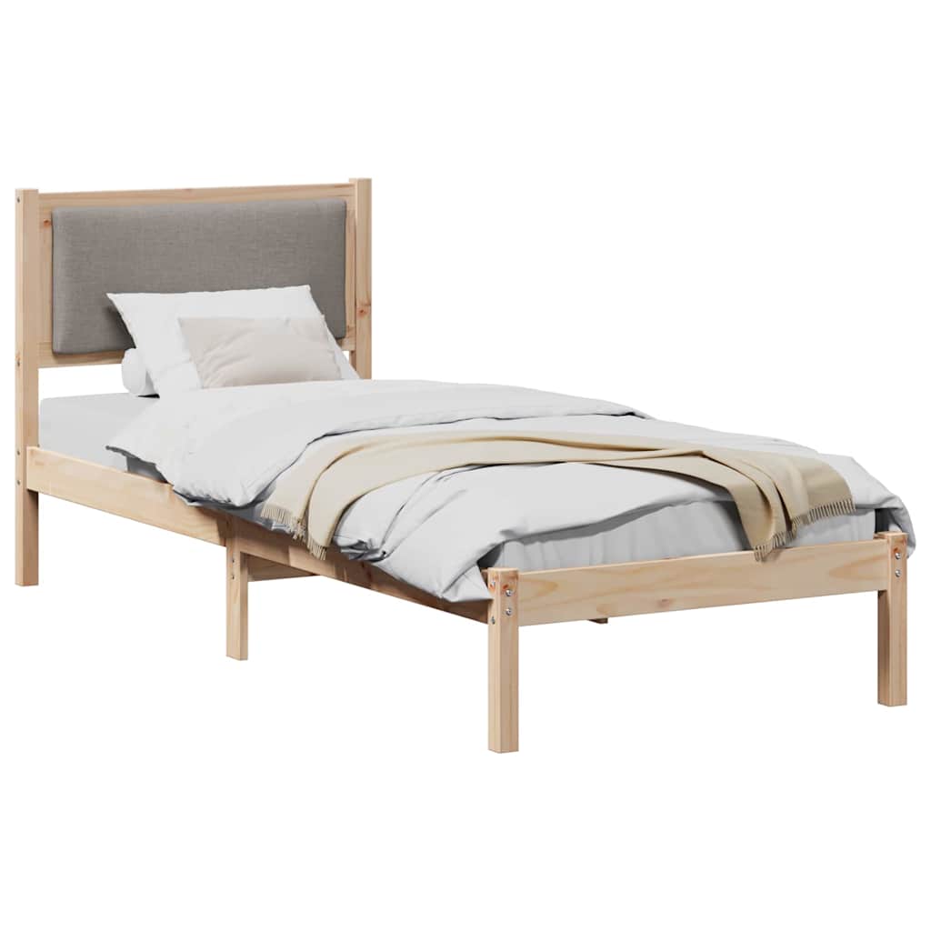 Bettrahmen mit Kopfteil Taupe 80 x 190 cm Massives Kiefernholz