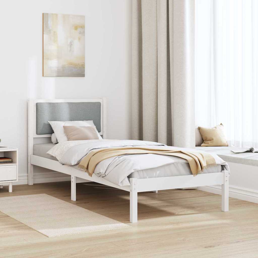 Bettrahmen Hellgrau 80 x 190 cm Massives Kiefernholz