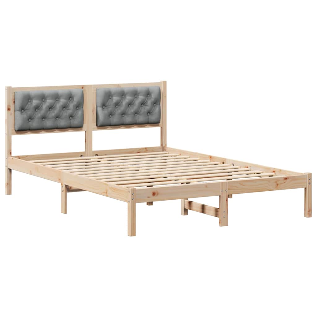 Bettrahmen Hellgrau 150 x 200 cm Massives Kiefernholz