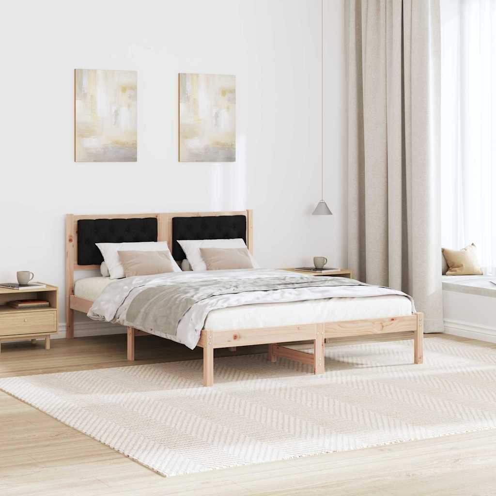 Bettrahmen Schwarz 150 x 200 cm Massives Kiefernholz