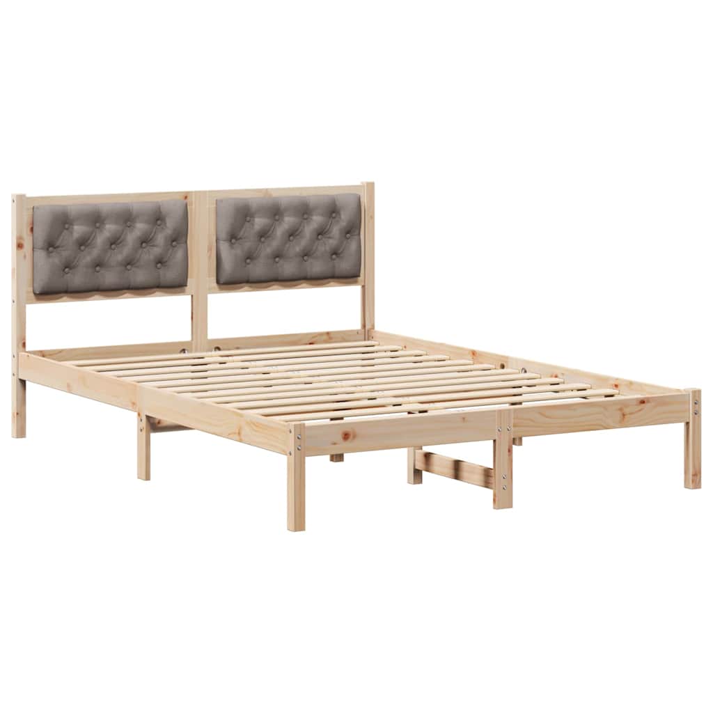 Bettrahmen mit Kopfteil Taupe 150 x 200 cm Massives Kiefernholz