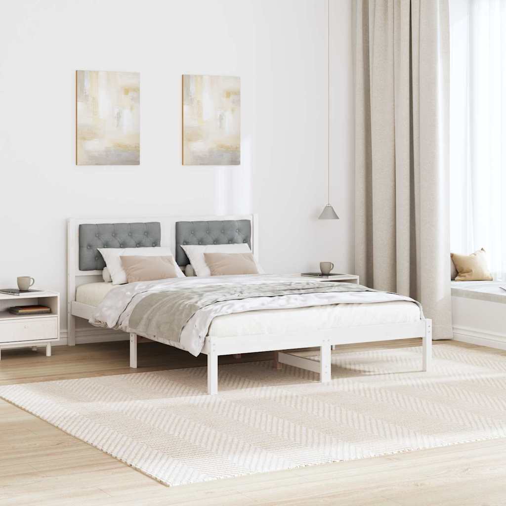 Bettrahmen Hellgrau 150 x 200 cm Massives Kiefernholz