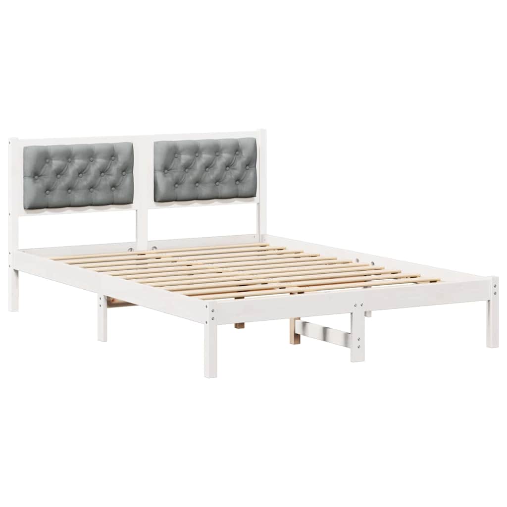 Bettrahmen Hellgrau 150 x 200 cm Massives Kiefernholz