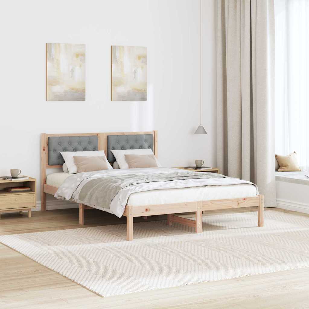 Bettrahmen Hellgrau 140 x 190 cm Massives Kiefernholz