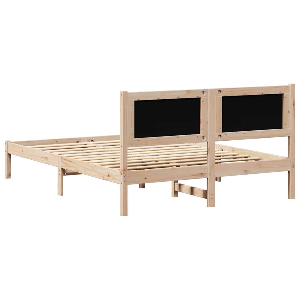 Bettrahmen Hellgrau 140 x 190 cm Massives Kiefernholz