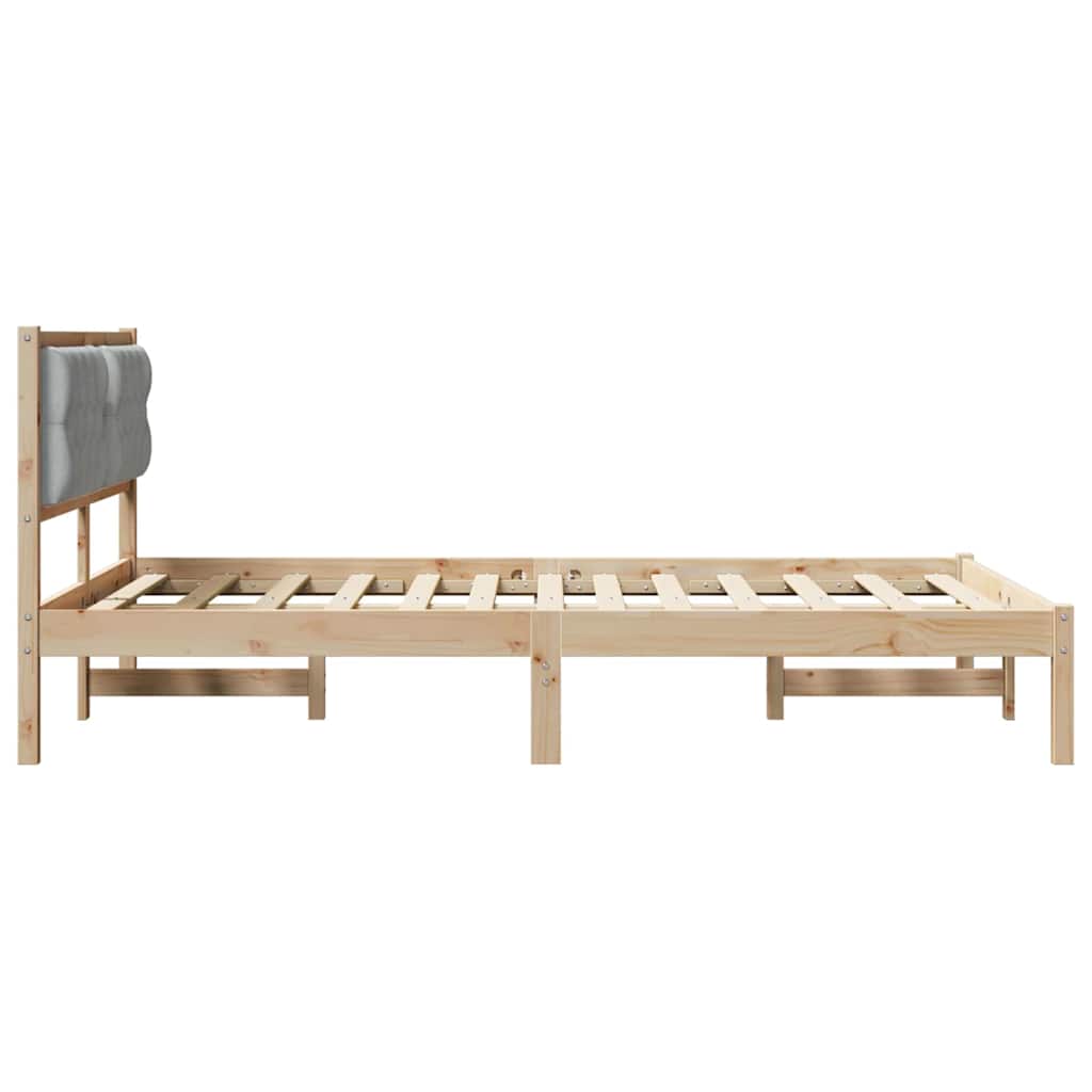 Bettrahmen Hellgrau 140 x 190 cm Massives Kiefernholz