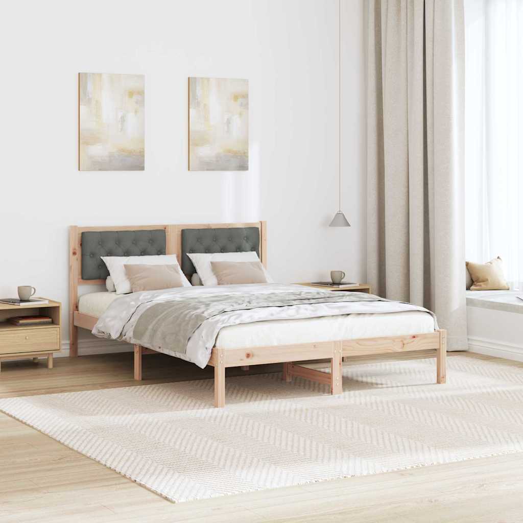 Bettrahmen Dunkelgrau 140 x 190 cm Massives Kiefernholz