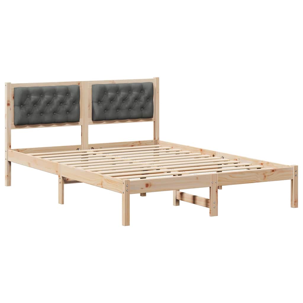Bettrahmen Dunkelgrau 140 x 190 cm Massives Kiefernholz