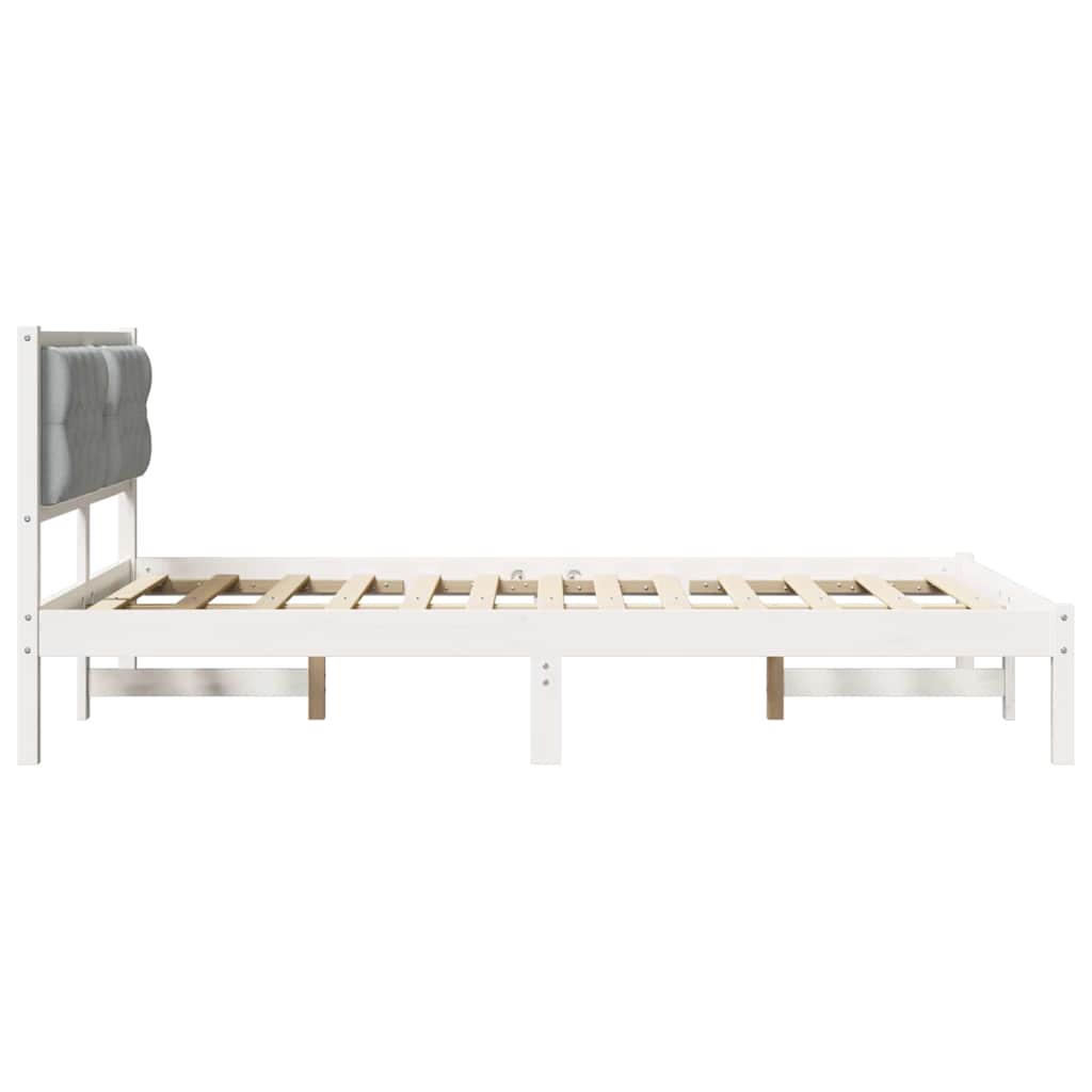 Bettrahmen Hellgrau 140 x 190 cm Massives Kiefernholz
