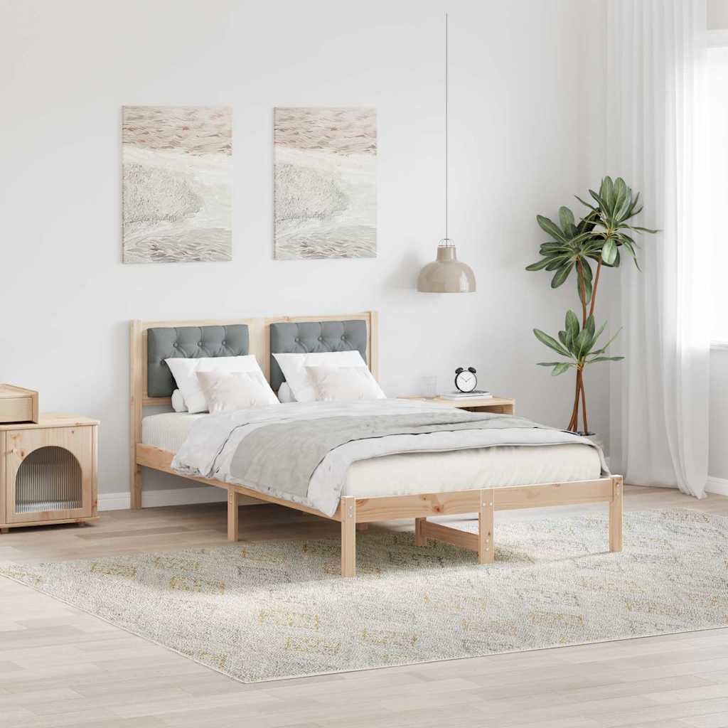 Bettrahmen Hellgrau 135 x 190 cm Massives Kiefernholz