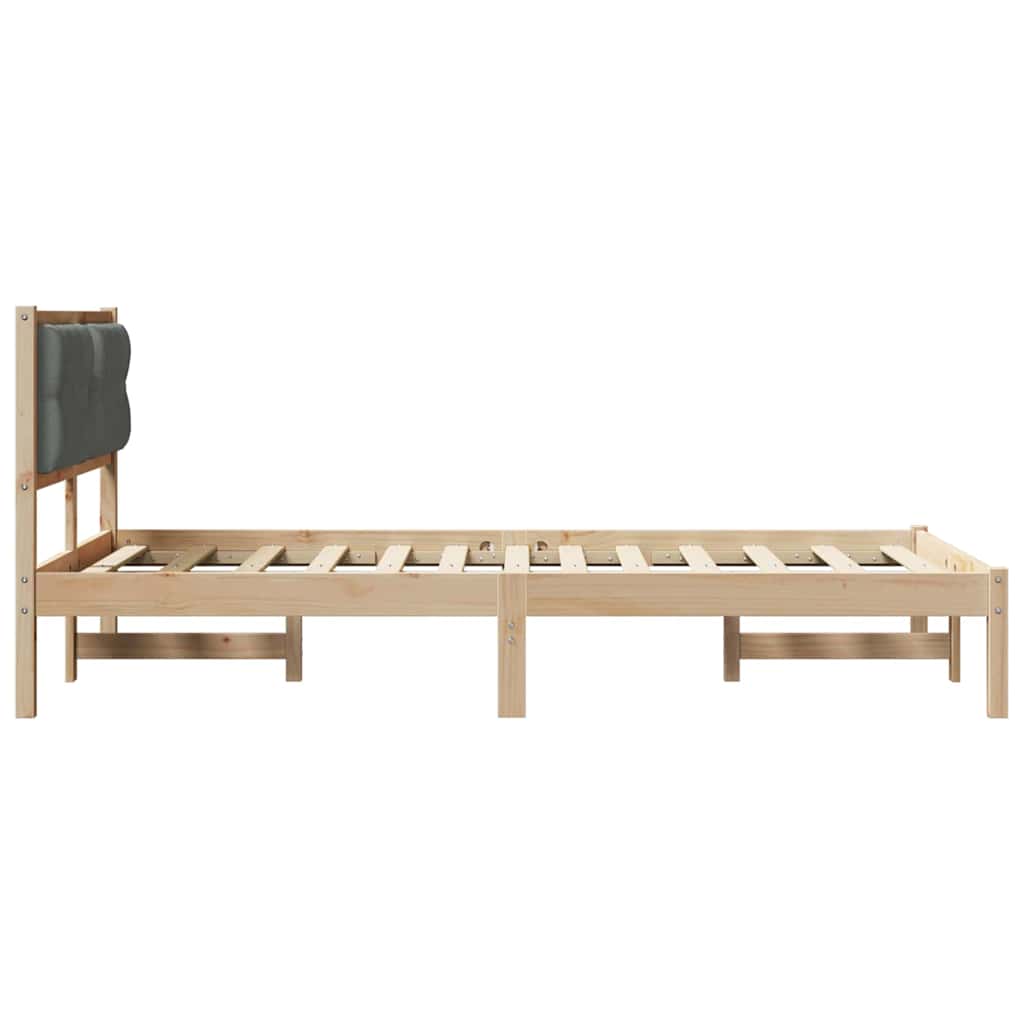 Bettrahmen Dunkelgrau 135 x 190 cm Massives Kiefernholz
