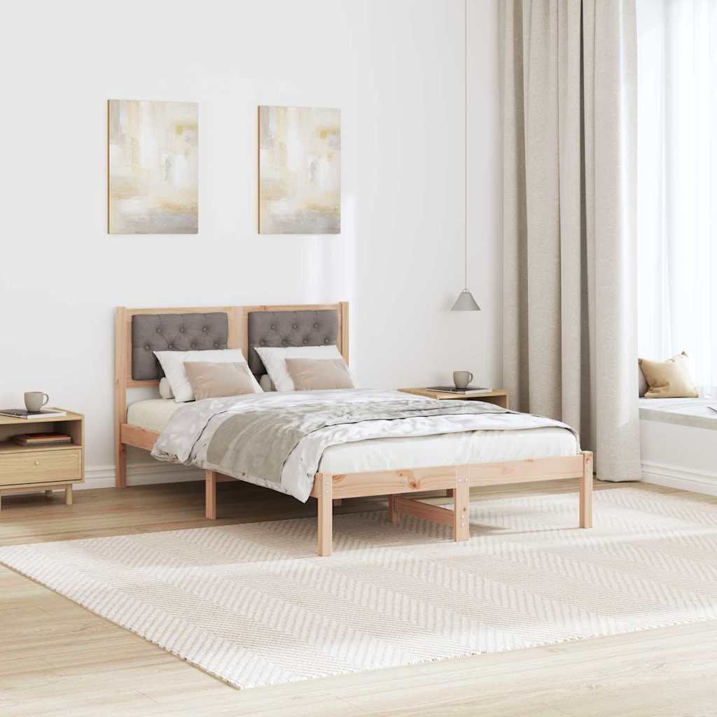 Bettrahmen mit Kopfteil Taupe 135 x 190 cm Massives Kiefernholz