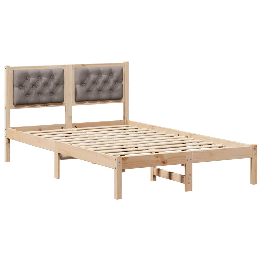 Bettrahmen mit Kopfteil Taupe 135 x 190 cm Massives Kiefernholz
