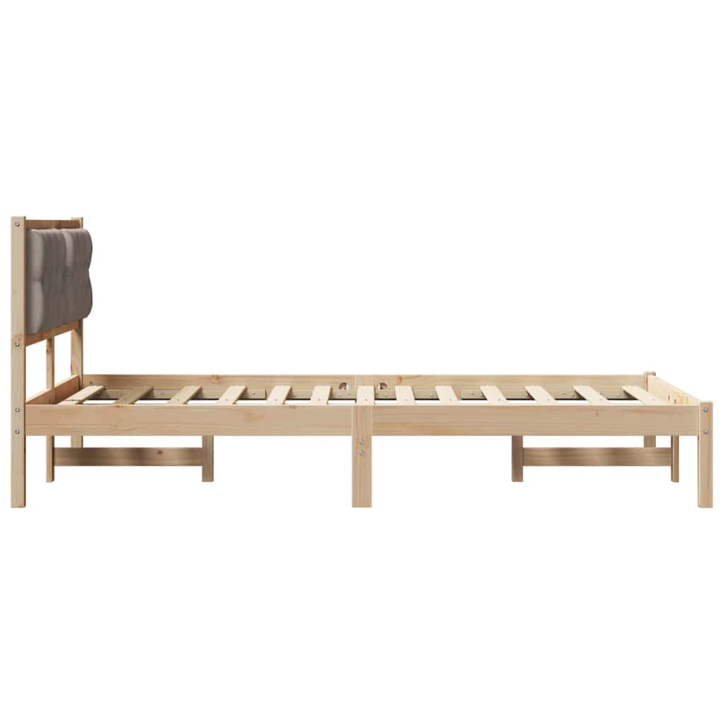 Bettrahmen mit Kopfteil Taupe 135 x 190 cm Massives Kiefernholz