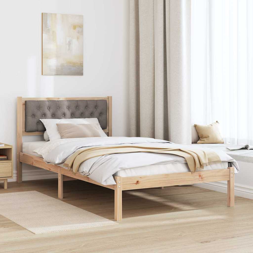 Bettrahmen mit Kopfteil Taupe 100 x 200 cm Massives Kiefernholz