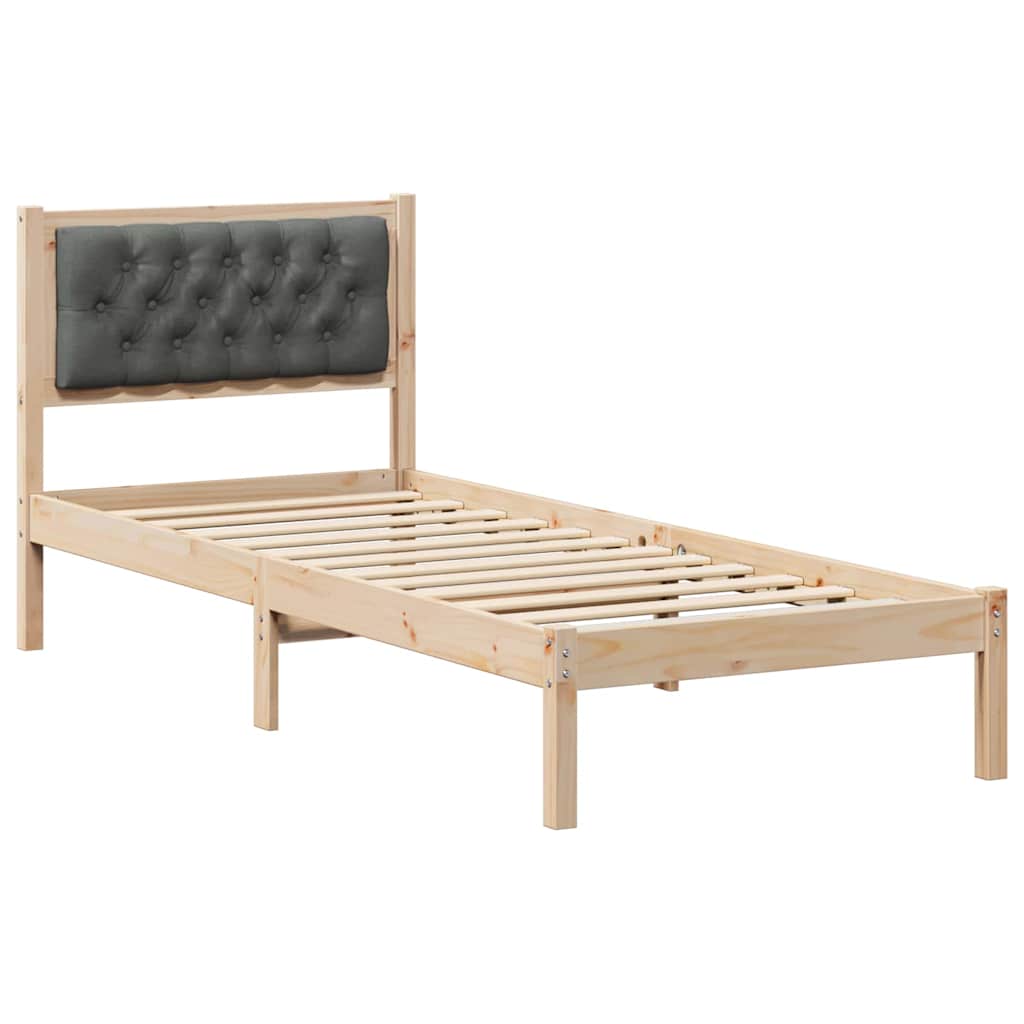 Bettrahmen Dunkelgrau 90 x 200 cm Massives Kiefernholz